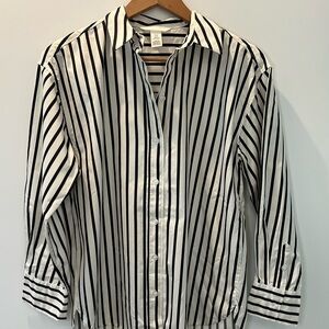 H&M Black and White Striped Button Down Shirt